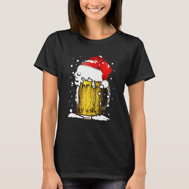 Christmas Beer Mug Santa Xmas   Men Women Drinking T-Shirt (Front)