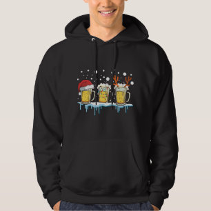 Christmas Beer Mugs Santa Hat Xmas Lights Reinbeer Hoodie