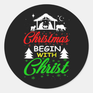 Christmas Begin With Christ Classic Round Sticker