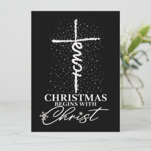 Christmas Begin with Christ Jesus Cross Christian  Holiday Card