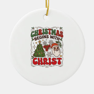 Christmas Begins Christ Santa Claus Tree Snowflake Ceramic Tree Decoration