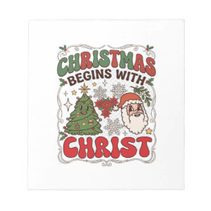 Christmas Begins Christ Santa Claus Tree Snowflake Notepad