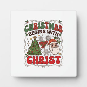Christmas Begins Christ Santa Claus Tree Snowflake Plaque