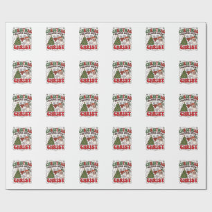 Christmas Begins Christ Santa Claus Tree Snowflake Wrapping Paper