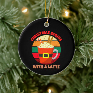 CHRISTMAS BEGINS WITH A LATTE CERAMIC TREE DECORATION