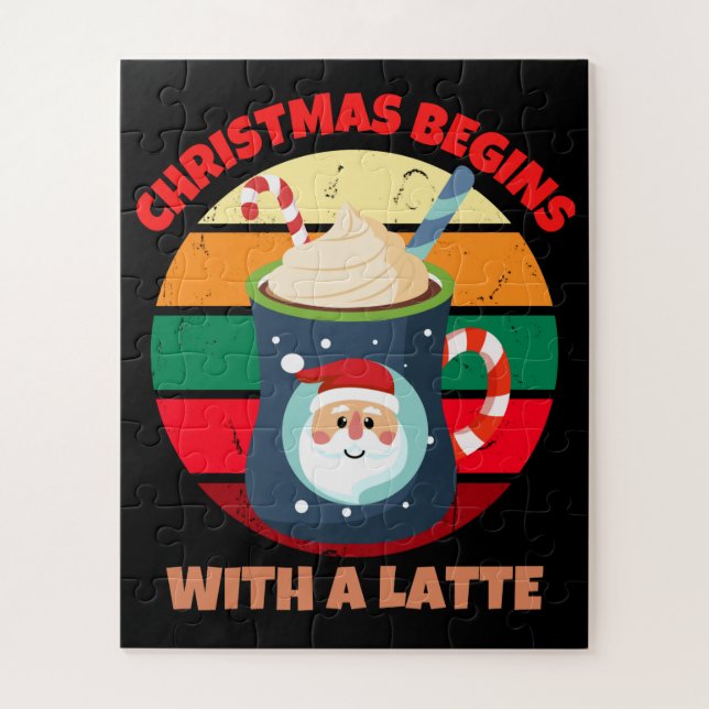 CHRISTMAS BEGINS WITH A LATTE JIGSAW PUZZLE (Vertical)
