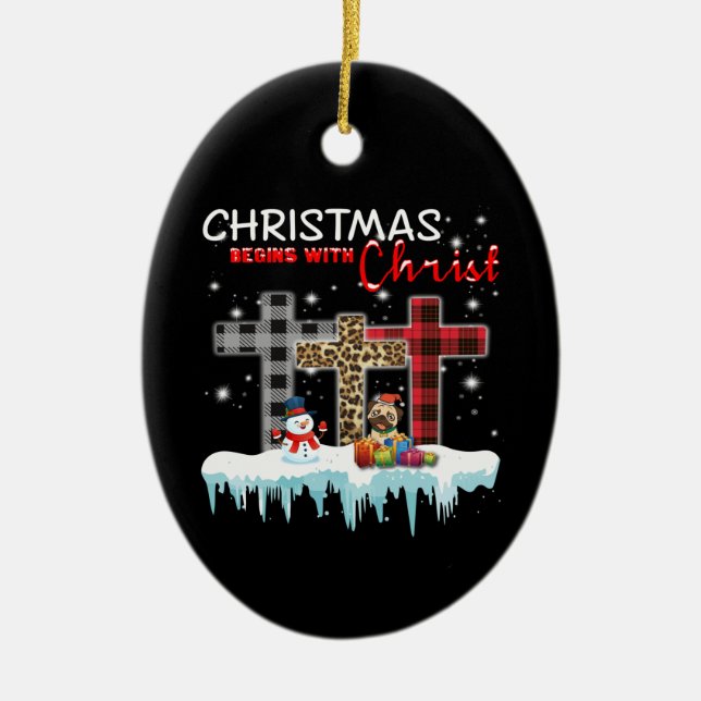 Christmas begins with Christ Ceramic Tree Decoration (Front)