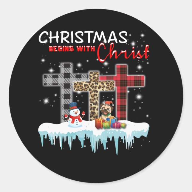 Christmas begins with Christ Classic Round Sticker (Front)
