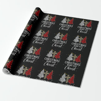 Christmas Begins With Christ Jesus Cross Christian Wrapping Paper