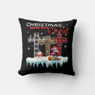 Christmas Begins With Christ Love Flamingo Cushion