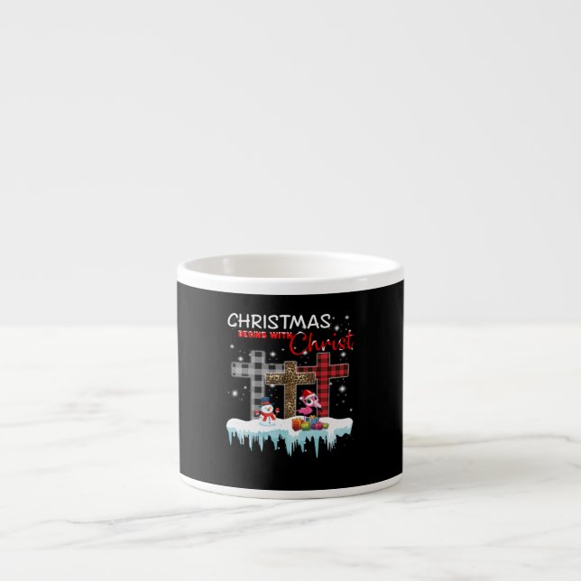 Christmas Begins With Christ Love Flamingo Espresso Cup (Front)