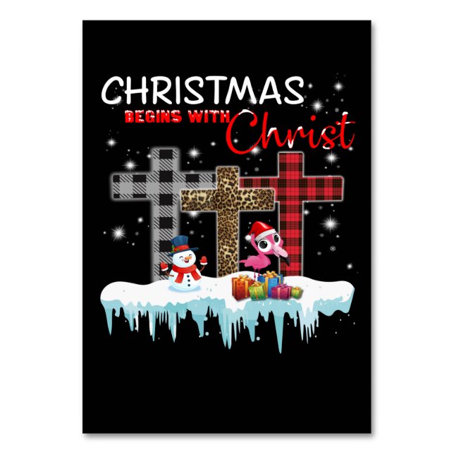 Christmas Begins With Christ Love Flamingo Table Number (Front)
