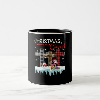 Christmas Begins With Christ Love Flamingo Two-Tone Coffee Mug