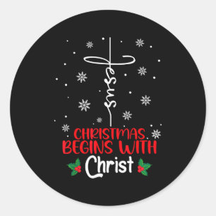 Christmas Begins With Christ Religious Christmas X Classic Round Sticker