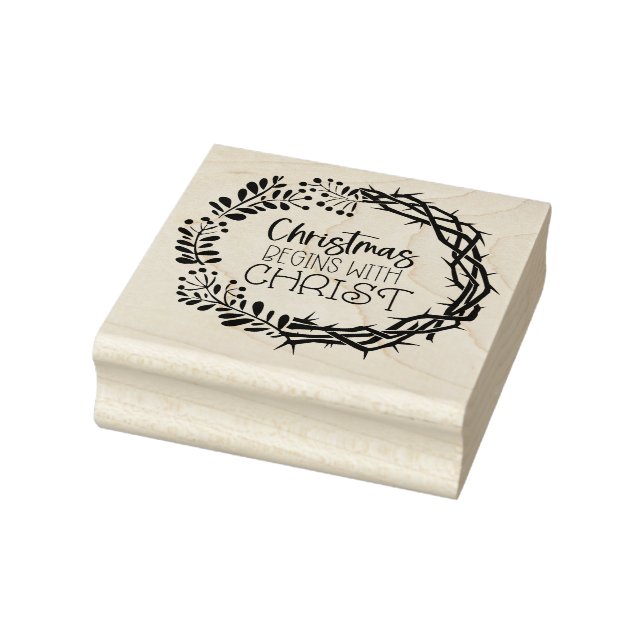 CHRISTMAS BEGINS WITH CHRIST RUBBER STAMP (Stamp)