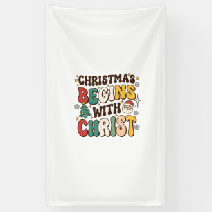 Christmas Begins With Christ Santa Tree Design Banner
