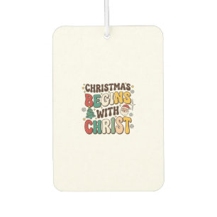 Christmas Begins With Christ Santa Tree Design Car Air Freshener