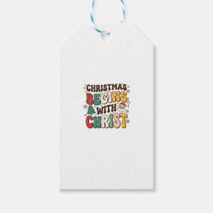 Christmas Begins With Christ Santa Tree Design Gift Tags