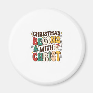 Christmas Begins With Christ Santa Tree Design Magnet
