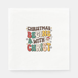 Christmas Begins With Christ Santa Tree Design Napkin