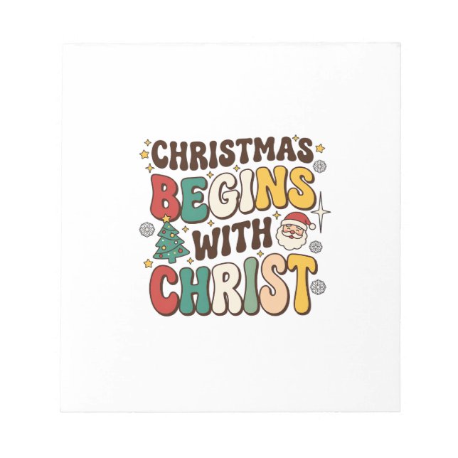 Christmas Begins With Christ Santa Tree Design Notepad (Front)