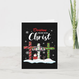 Christmas Begins With Christ Snowman Christian Cro Card