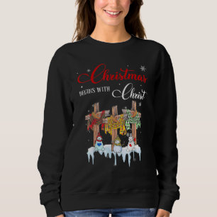 Christmas Begins With Christ Snowman Christian Cro Sweatshirt