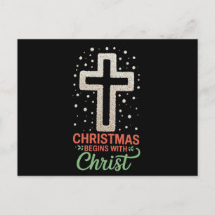 Christmas Begins With Christ Snowman Christian Holiday Postcard