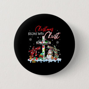 Christmas Begins With Christ Snowman Christian Rel 6 Cm Round Badge
