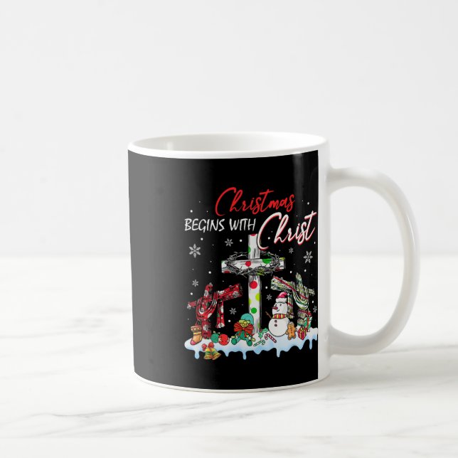 Christmas Begins With Christ Snowman Christian Rel Coffee Mug (Right)