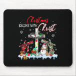 Christmas Begins With Christ Snowman Christian Rel Mouse Mat<br><div class="desc">Christmas Begins With Christ Snowman Christian Religious</div>