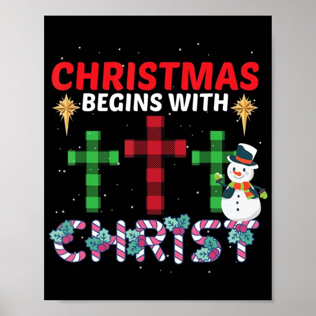 Christmas Begins With Christ Snowman Christian Rel Poster (Front)