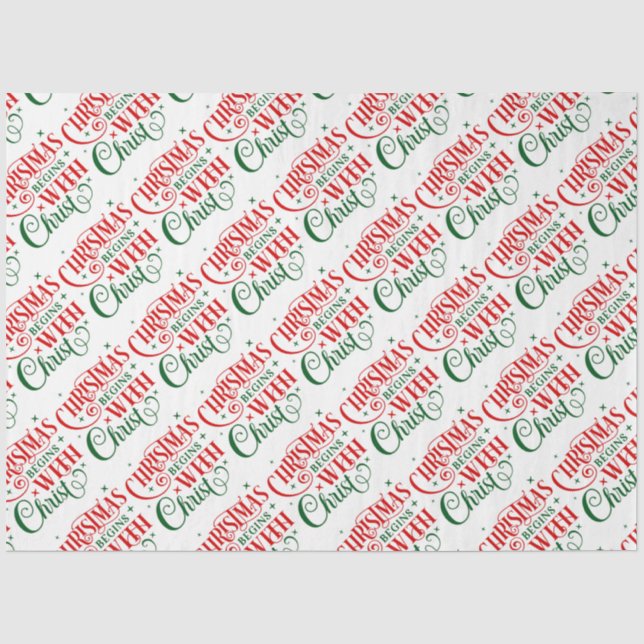 Christmas Begins with Christ Typography  Tissue Paper (Front)