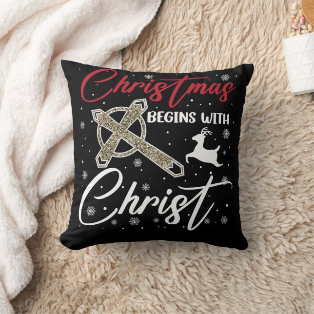 Christmas Begins With Christ Xmas Christian Cushion (Blanket)