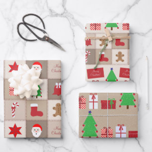 Christmas Beige Square Patterns Paper Sheets