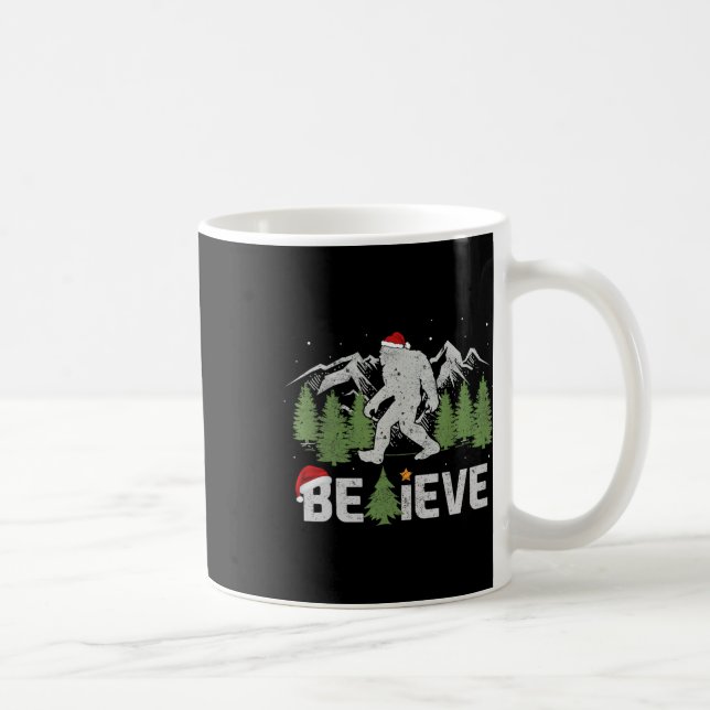 Christmas Believe Bigfoot Funny Xmas Tree For Mens Coffee Mug (Right)