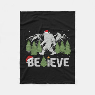 Christmas Believe Bigfoot Funny Xmas Tree For Mens Fleece Blanket