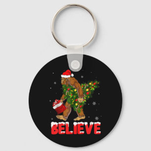 Christmas Believe Bigfoot Funny Xmas Tree For Mens Key Ring