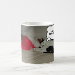Christmas Believe Black and White Kitten Coffee Mug