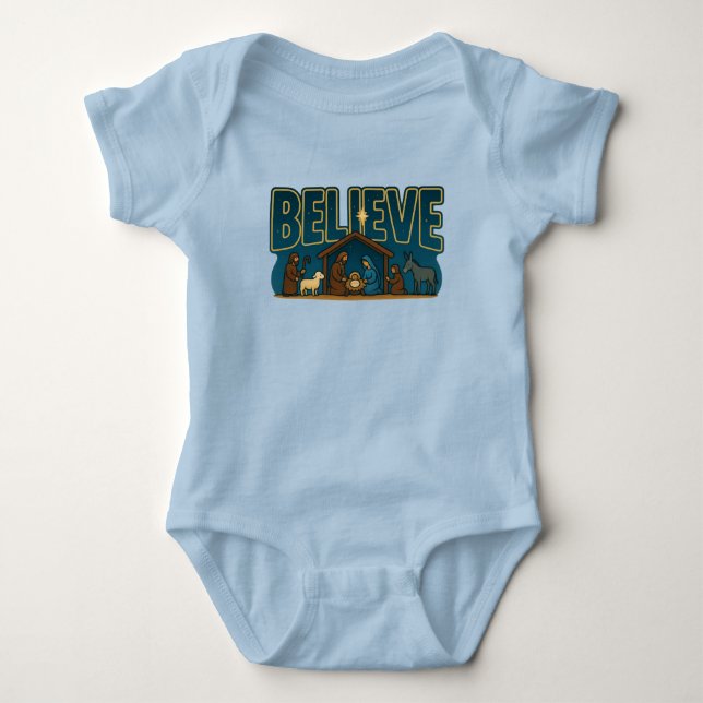 Christmas Believe Design Baby Bodysuit (Front)