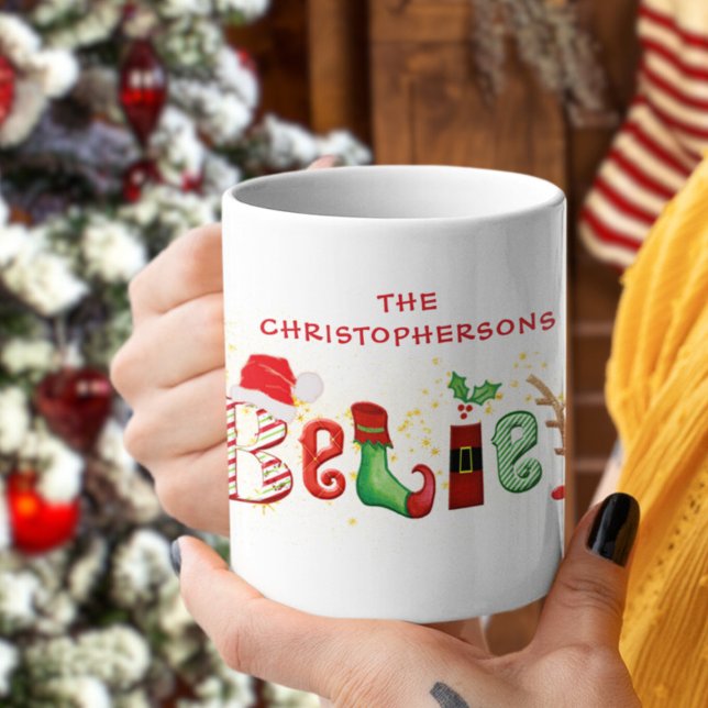 Christmas BELIEVE Family Name Traditional Coffee Mug (Creator Uploaded)