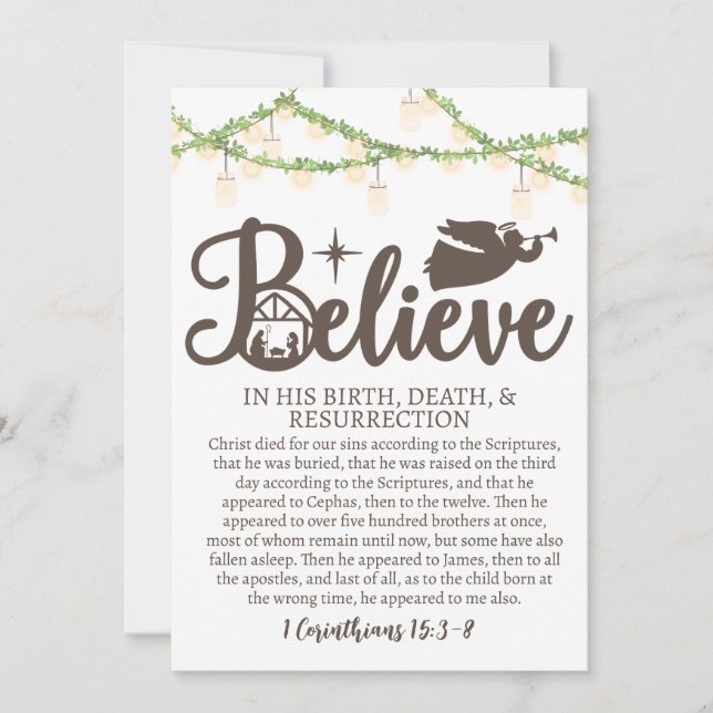 Christmas Believe Jesus Nativity Jar Lights Holiday Card (Front)