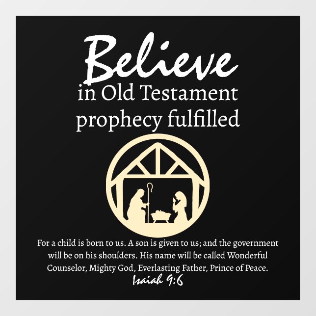Christmas Believe Nativity Prophecy Black Window Cling (Sheet)