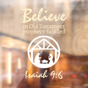 Christmas Believe Nativity Prophecy White Gold Window Cling