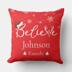 Christmas Believe Personalized Family Cushion