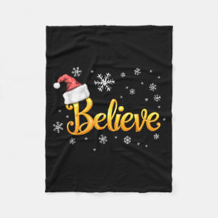 Christmas Believe Santa Claus Believe Christmas  Fleece Blanket