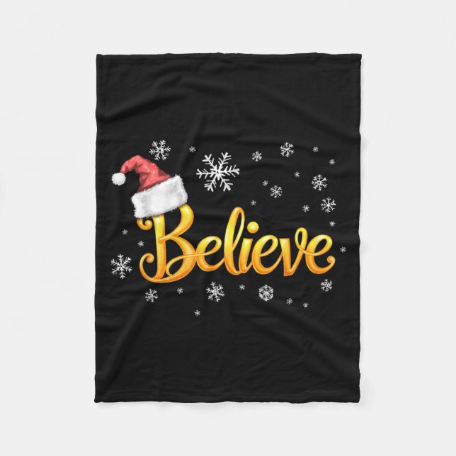 Christmas Believe Santa Claus Believe Christmas  Fleece Blanket (Front)