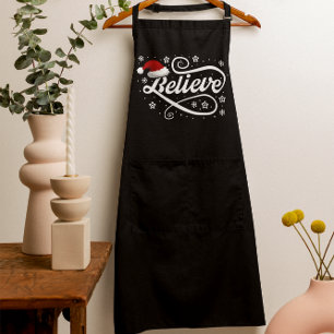 Christmas Believe Santa Claus - Santa Hat Black Apron
