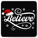 Christmas Believe Santa Claus - Santa Hat Black Square Paper Coaster<br><div class="desc">Embrace the magic of the holiday season with our 'Christmas Believe Santa Claus - Santa Hat Black' design. Featuring a classic Santa hat and the timeless message of believing in the joy and wonder of Christmas, this festive design is perfect for spreading holiday cheer. Whether you're a true believer in...</div>