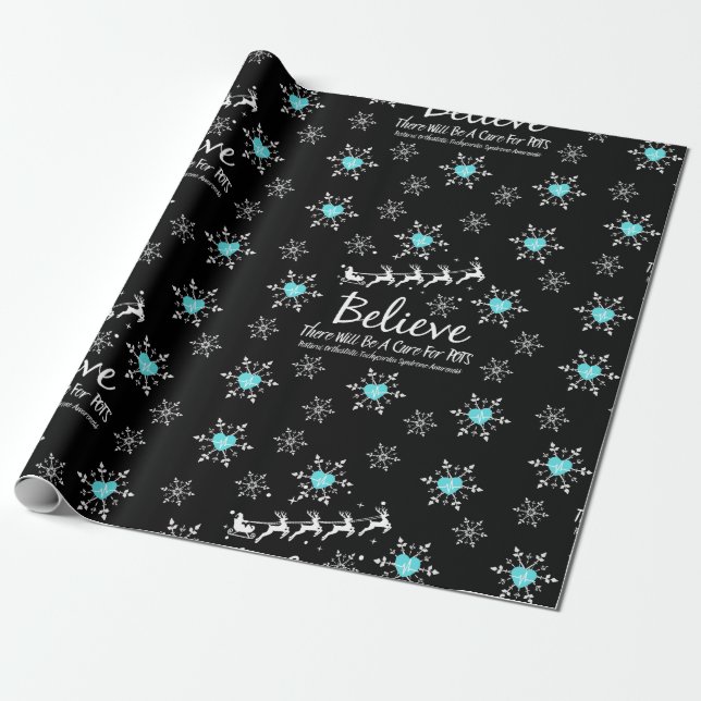 Christmas Believe Theme Wrapping Paper (Unrolled)